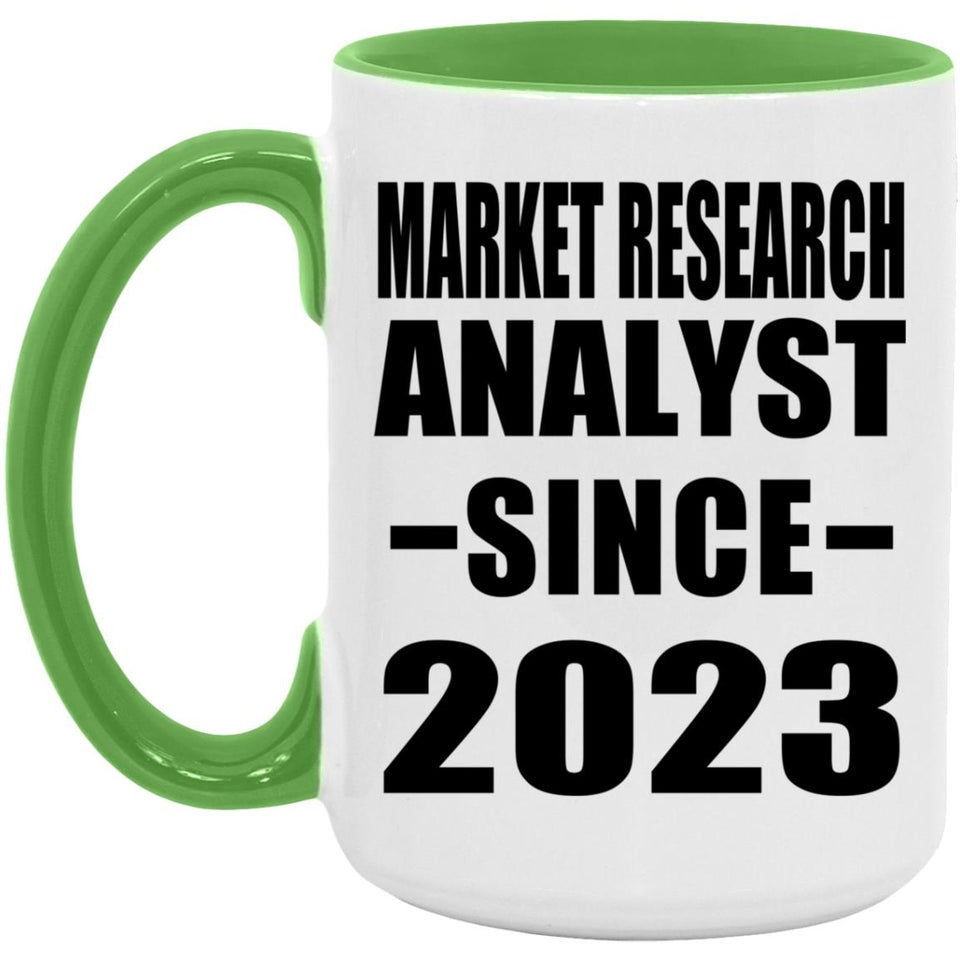Market Research Analyst Since 2023 - 15oz Accent Mug Green