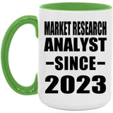 Market Research Analyst Since 2023 - 15oz Accent Mug Green