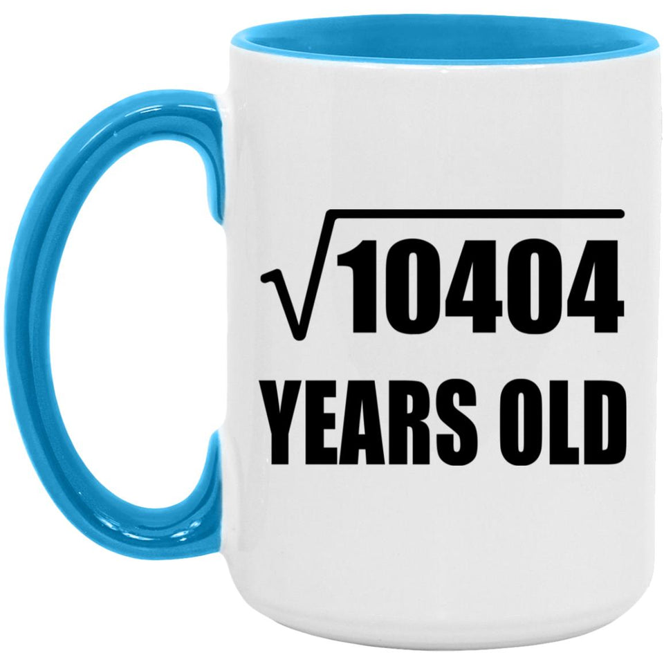 102nd Birthday Square Root of 10404 Years Old - 15oz Accent Mug Blue