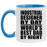 Industrial Designer By Day World's Best Dad By Night - 11oz Accent Mug Blue