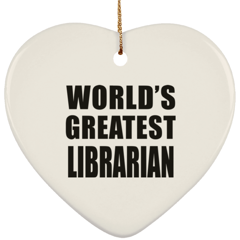 World's Greatest Librarian - Heart Ornament