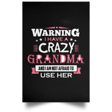 Warning I Have A Crazy Grandma & I Am Not Afraid To Use Her - Poster Portrait