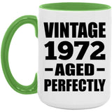 52nd Birthday Vintage 1972 Aged Perfectly - 15oz Accent Mug Green
