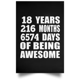 18th Birthday 18 Years 216 Months 6574 Days Of Awesome - Poster Portrait