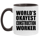 World's Okayest Construction Worker - 11oz Accent Mug Black