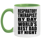 Respiratory Therapist By Day World's Best Dad By Night - 11oz Accent Mug Green