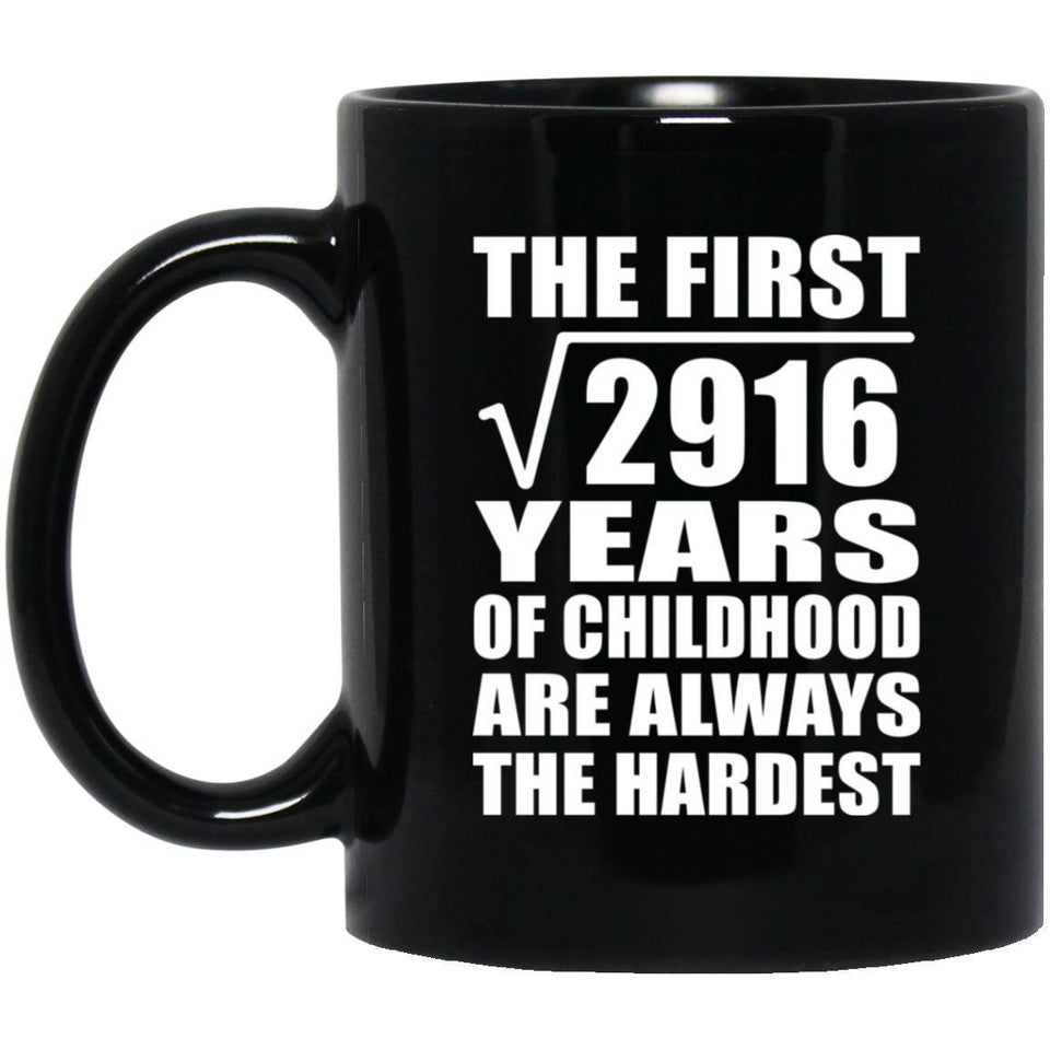 54th Birthday Square Root of 2916 Years of Childhood - 11oz Coffee Mug Black