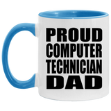 Proud Computer Technician Dad - 11oz Accent Mug Blue