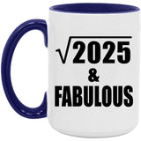 45th Birthday Square Root of 2025 & Fabulous - 15oz Accent Mug Purple