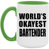 World's Okayest Bartender - 15oz Accent Mug Green