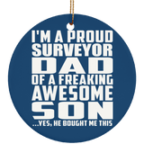 Proud Surveyor Dad Of Awesome Son - Circle Ornament