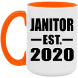 Janitor Established EST. 2020 - 15oz Accent Mug Orange