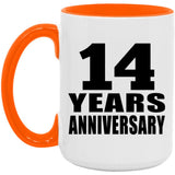 14th Anniversary 14 Years Anniversary - 15oz Accent Mug Orange