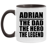 Adrian The Dad The Hero The Legend - 11oz Accent Mug Black