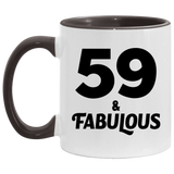 59th Birthday 59 & Fabulous - 11oz Accent Mug Black