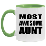 Most Awesome Aunt - 11oz Accent Mug Green