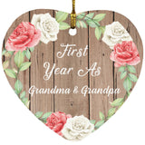 First Year As Grandma & Grandpa - Heart Ornament B
