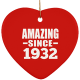 92nd Birthday Amazing Since 1932 - Heart Ornament