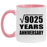 95th Anniversary Square Root of 9025 Years Anniversary - 11oz Accent Mug Pink