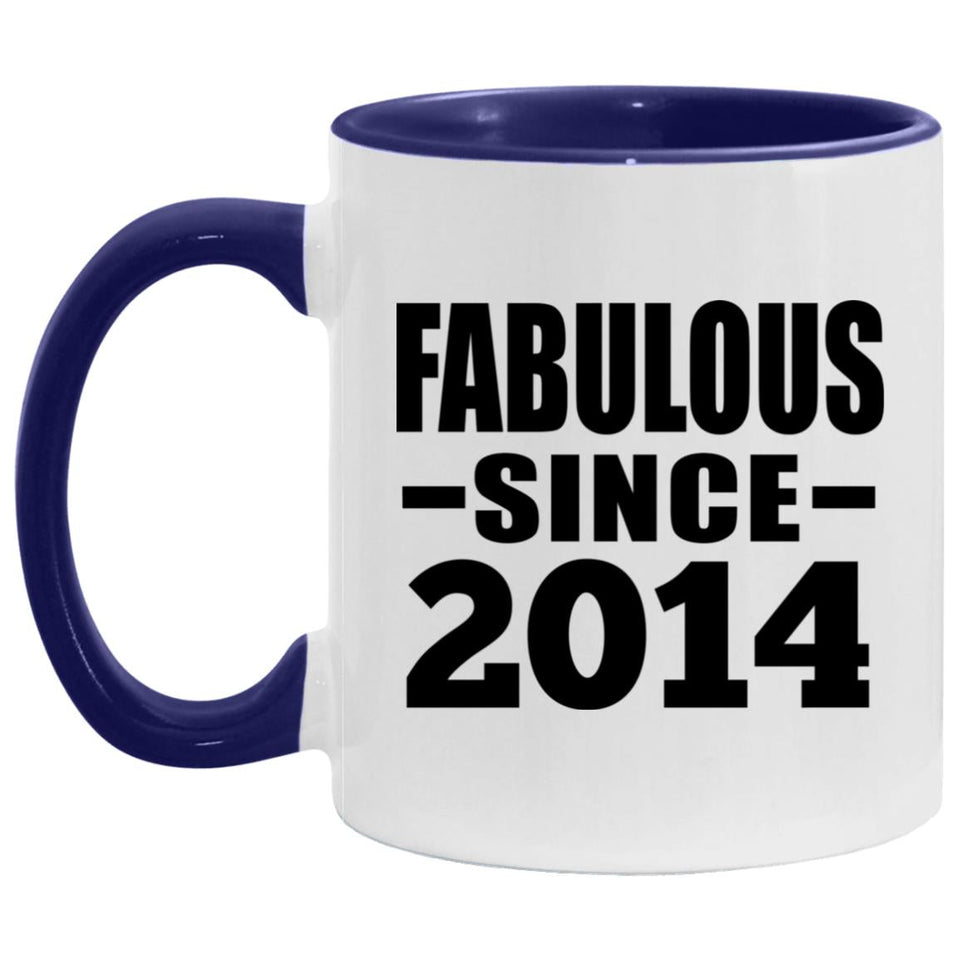 10th Birthday Fabulous Since 2014 - 11oz Accent Mug Purple