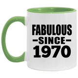 54th Birthday Fabulous Since 1970 - 11oz Accent Mug Green