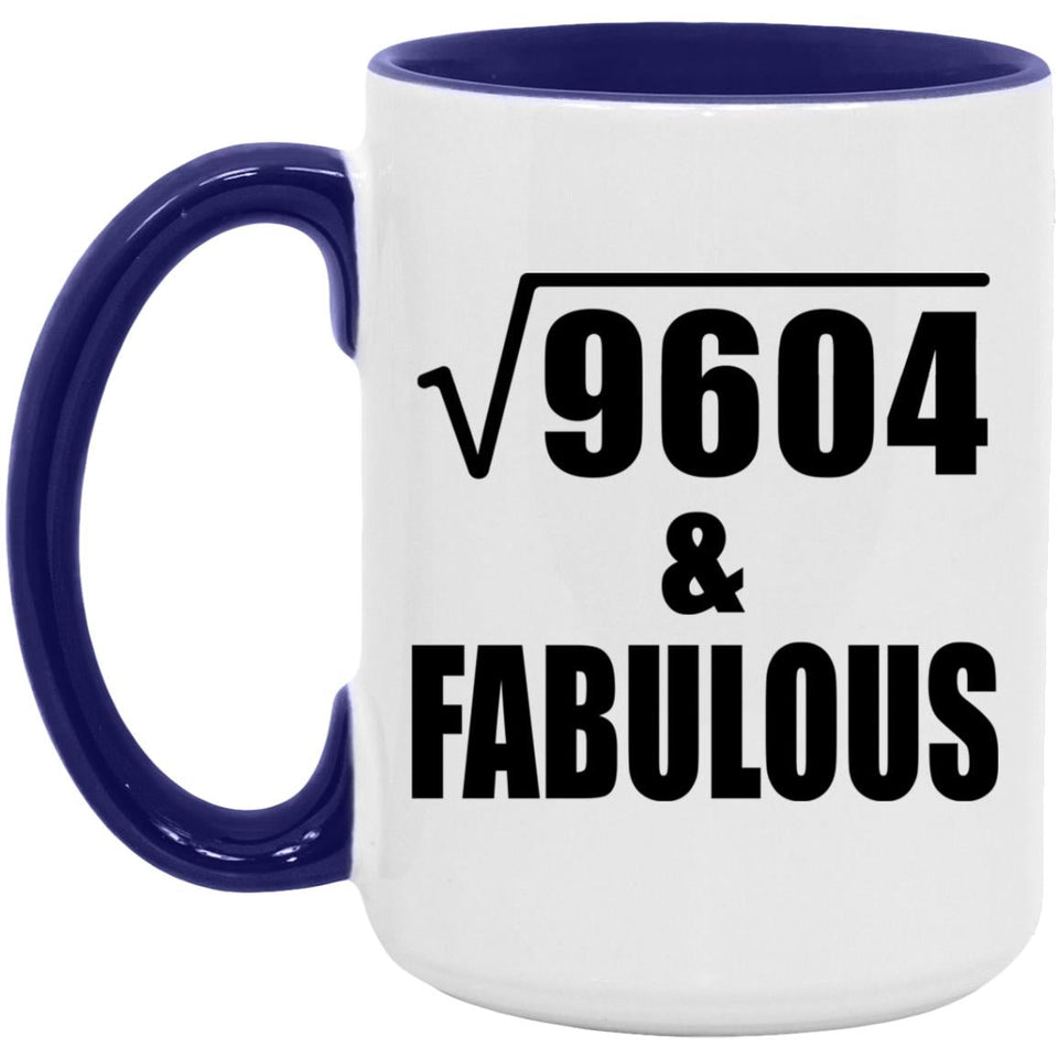 98th Birthday Square Root of 9604 & Fabulous - 15oz Accent Mug Purple