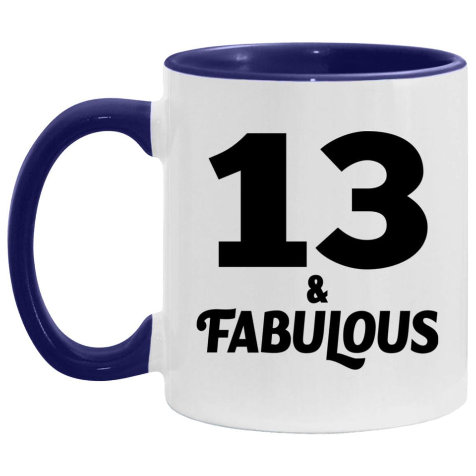 13th Birthday 13 & Fabulous - 11oz Accent Mug Purple
