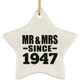77th Anniversary Mr & Mrs Since 1947 - Star Ornament