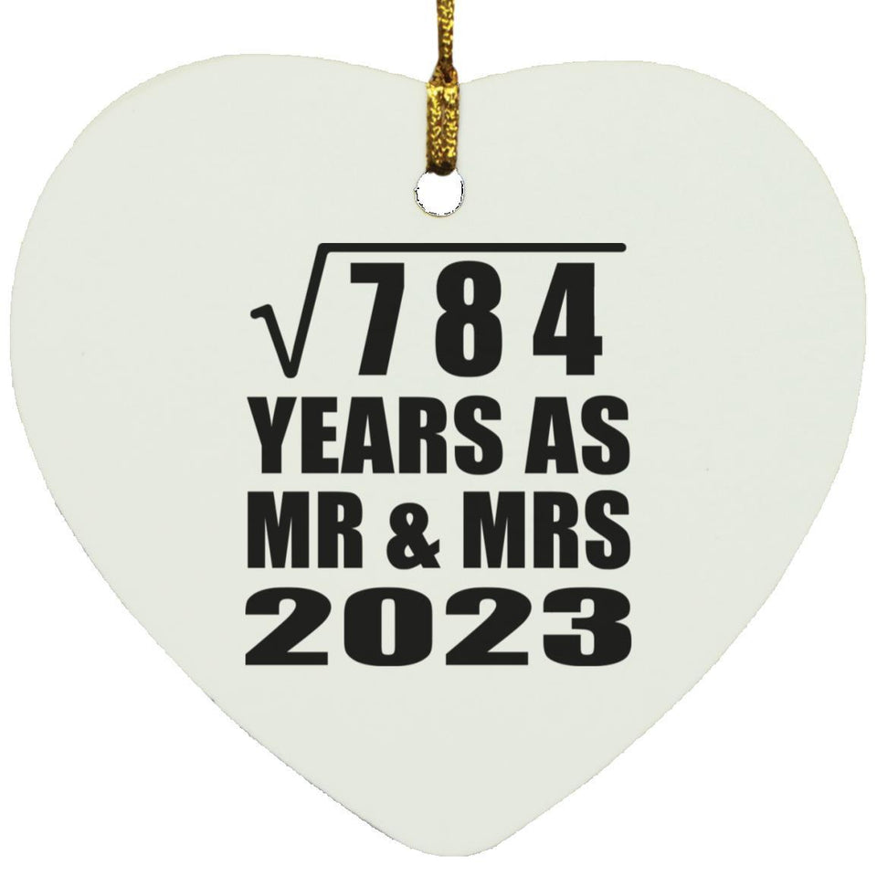28th Anniversary Square Root of 784 Years As Mr & Mrs 2023 - Heart Ornament