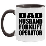 Dad Husband Forklift Operator - 11oz Accent Mug Black