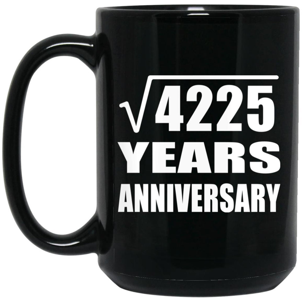 65th Anniversary Square Root of 4225 Years Anniversary - 15oz Coffee Mug Black
