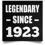 101st Birthday Legendary Since 1923 - Poster Square