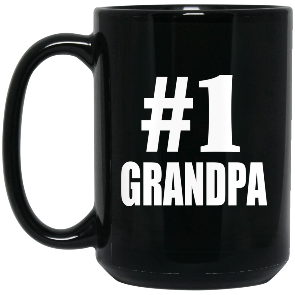 Number One #1 Grandpa - 15 Oz Coffee Mug Black