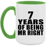 7th Anniversary 7 Years Of Being Mr Right - 15oz Accent Mug Green