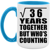 6th Anniversary Square Root of 36 Years Who's Counting - 15oz Accent Mug Blue