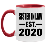 Sister In Law Established EST. 2020 - 11oz Accent Mug Red