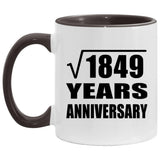 43rd Anniversary Square Root of 1849 Years Anniversary - 11oz Accent Mug Black