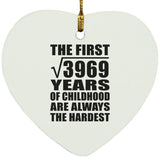 63rd Birthday Square Root of 3969 Years of Childhood - Heart Ornament