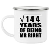 12th Anniversary Square Root of 144 Years of Being Mr Right - 12oz Camping Mug