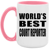 World's Best Court Reporter - 15oz Accent Mug Pink