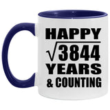 Happy 62nd Anniversary Square Root of 3844 Years & Counting - 11oz Accent Mug Purple