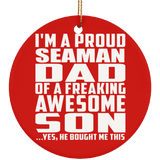 Proud Seaman Dad Of Awesome Son - Circle Ornament