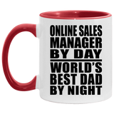 Online Sales Manager By Day World's Best Dad By Night - 11oz Accent Mug Red
