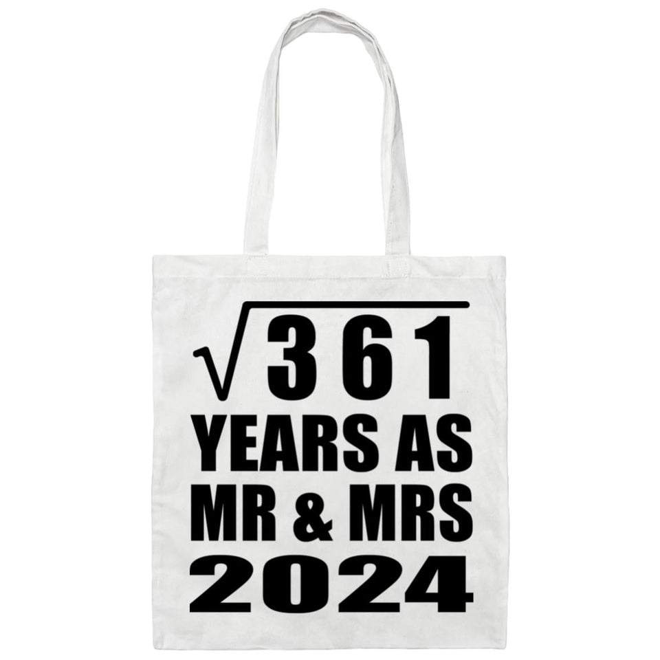 19th Anniversary Square Root of 361 Years As Mr & Mrs 2024 - Tote Bag White