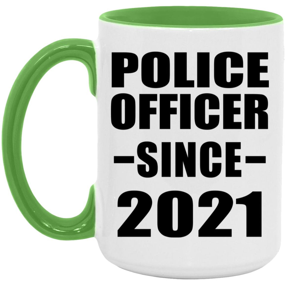Police Officer Since 2021 - 15oz Accent Mug Green