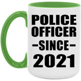 Police Officer Since 2021 - 15oz Accent Mug Green