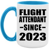 Flight Attendant Since 2023 - 15oz Accent Mug Blue