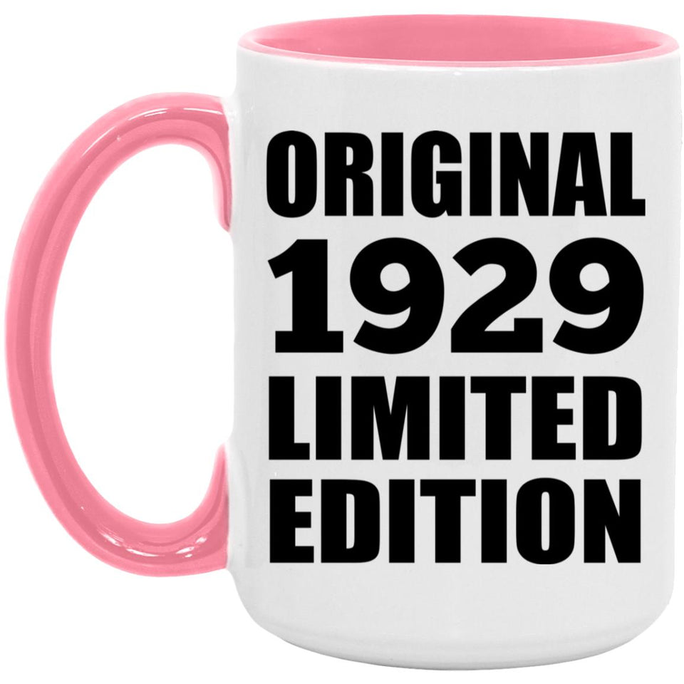 95th Birthday Original 1929 Limited Edition - 15oz Accent Mug Pink