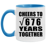 26th Anniversary Cheers To Square Root of 676 Years Together - 11oz Accent Mug Blue