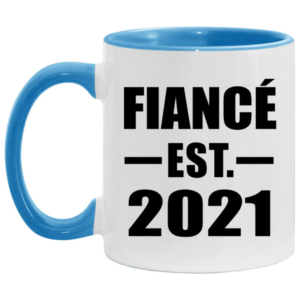 Fiance Established EST. 2021 - 11oz Accent Mug Blue